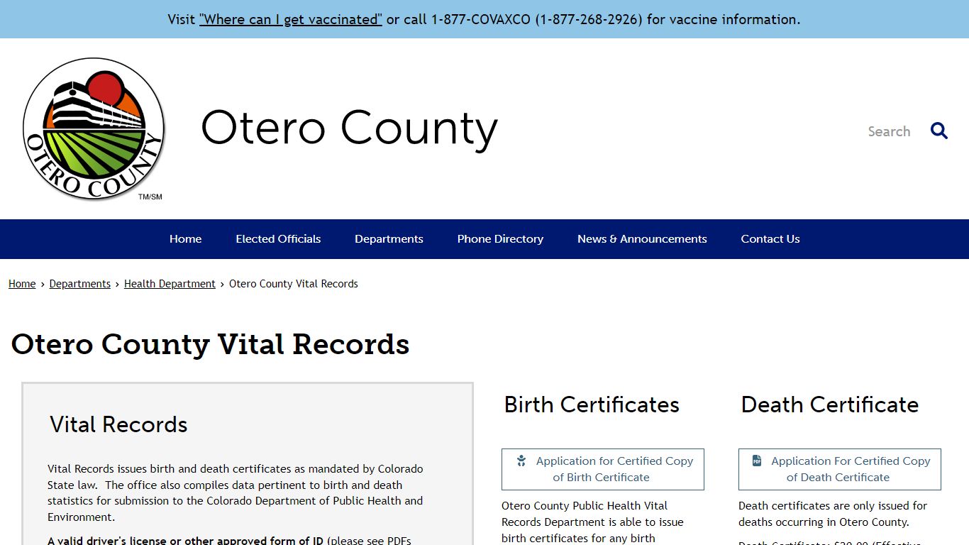 Otero County Vital Records | Otero County