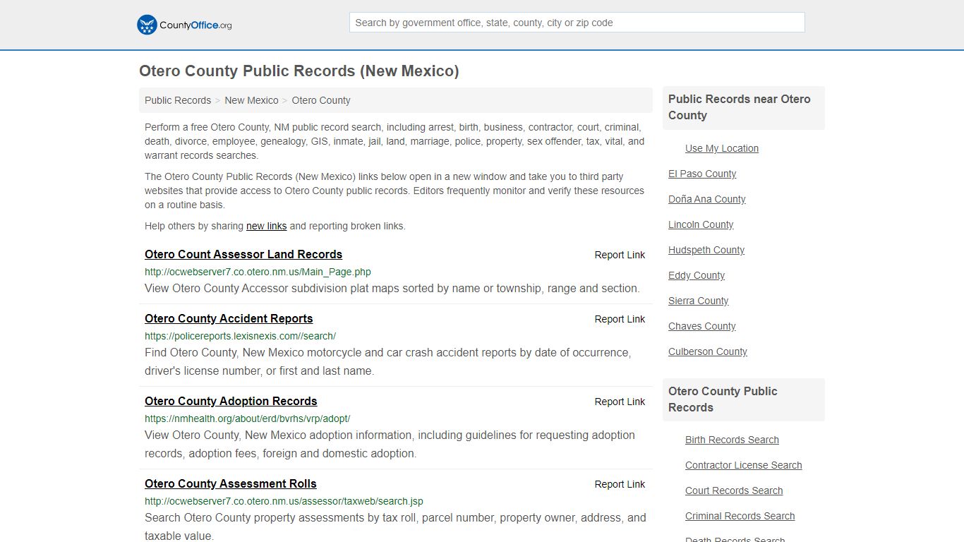 Public Records - Otero County, NM (Business, Criminal, GIS ...