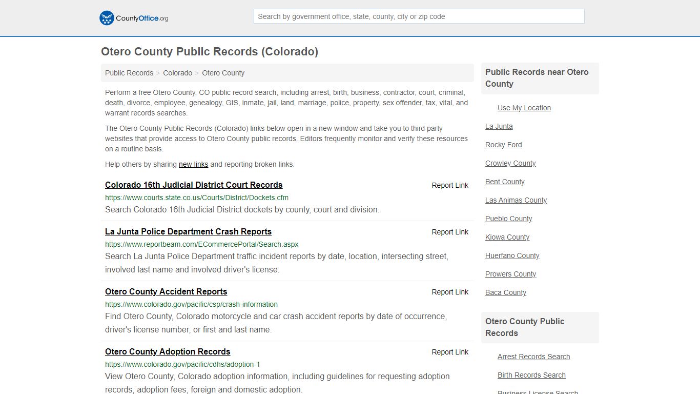 Public Records - Otero County, CO (Business, Criminal, GIS ...